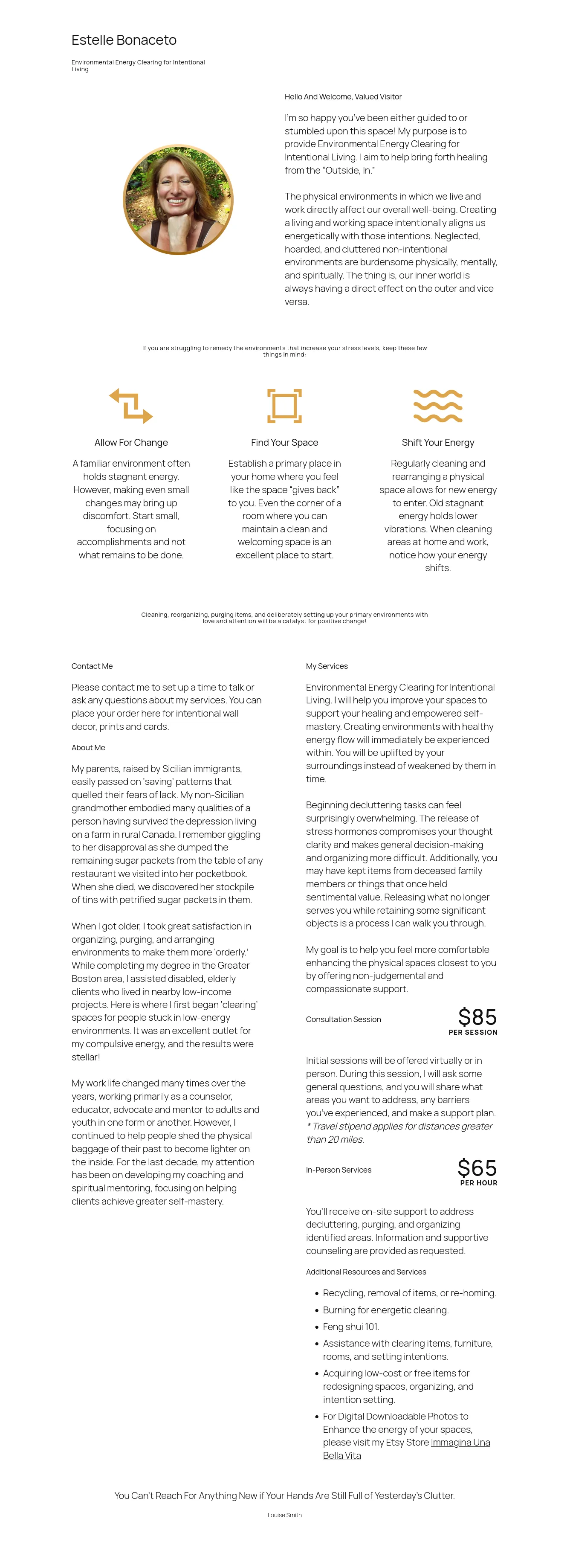 Estelle Bonaceto website before transformation