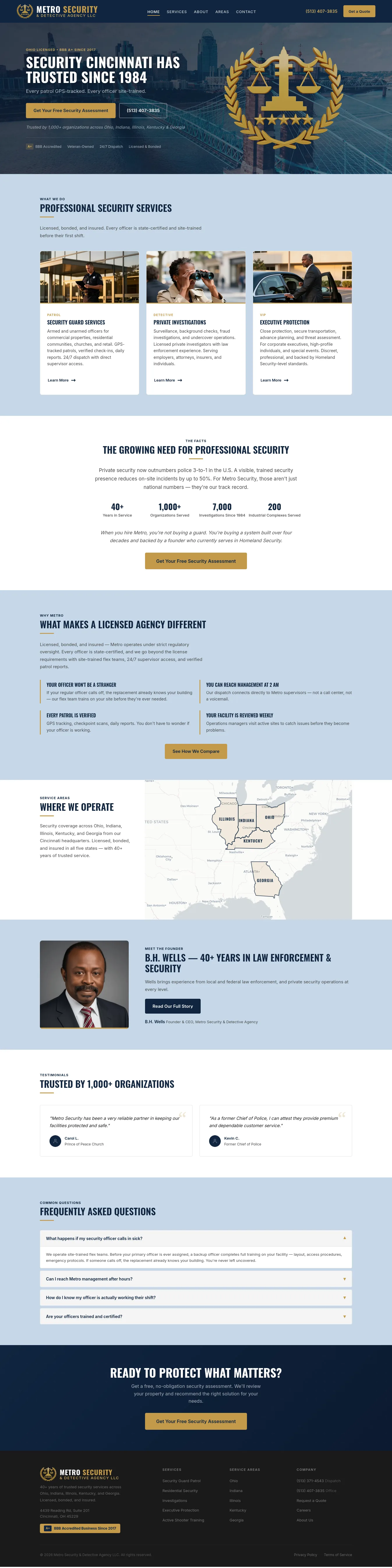 Metro Security website after transformation